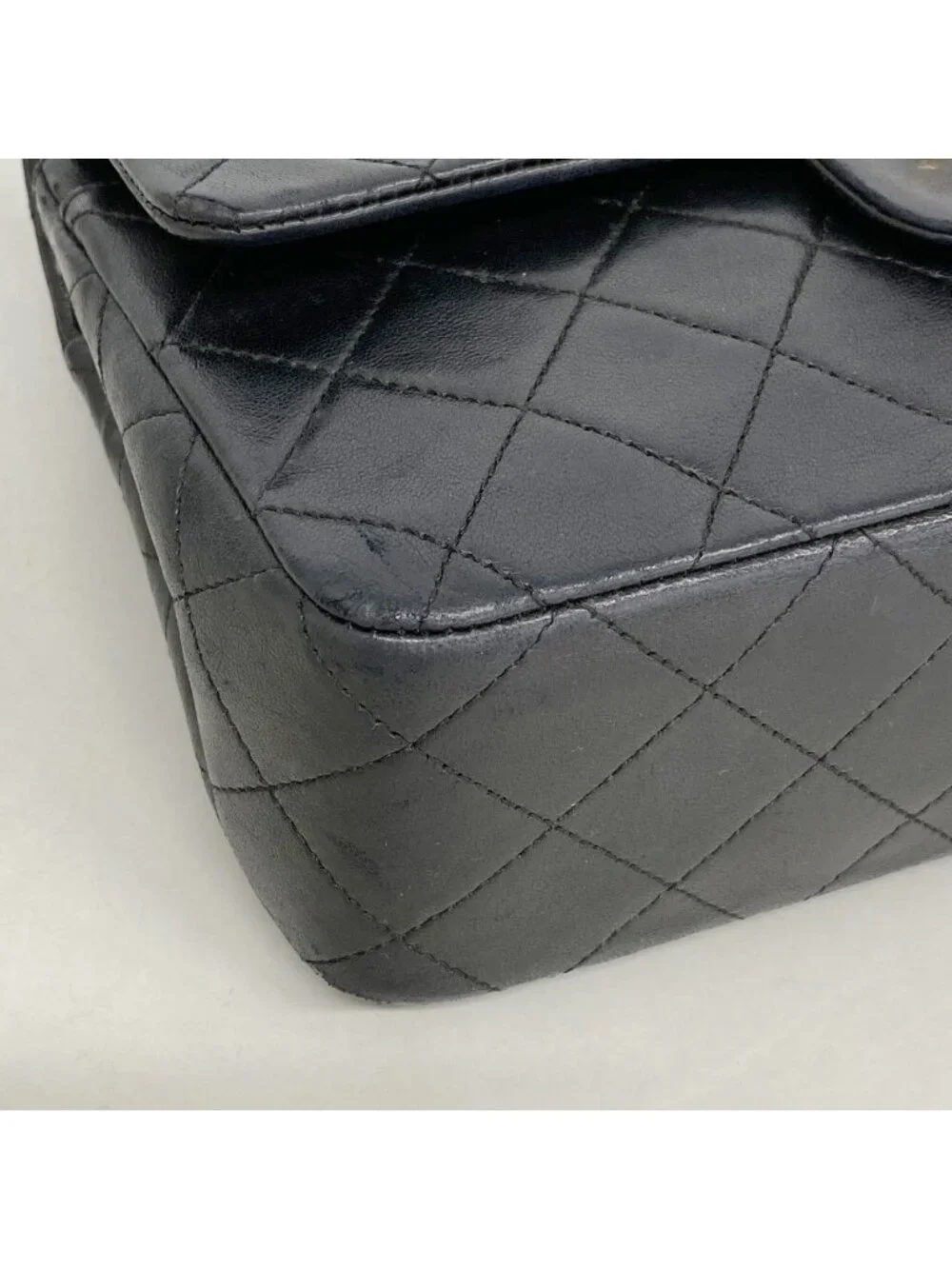Chanel Shoulder Bag Quilted Lambskin Black Gold
